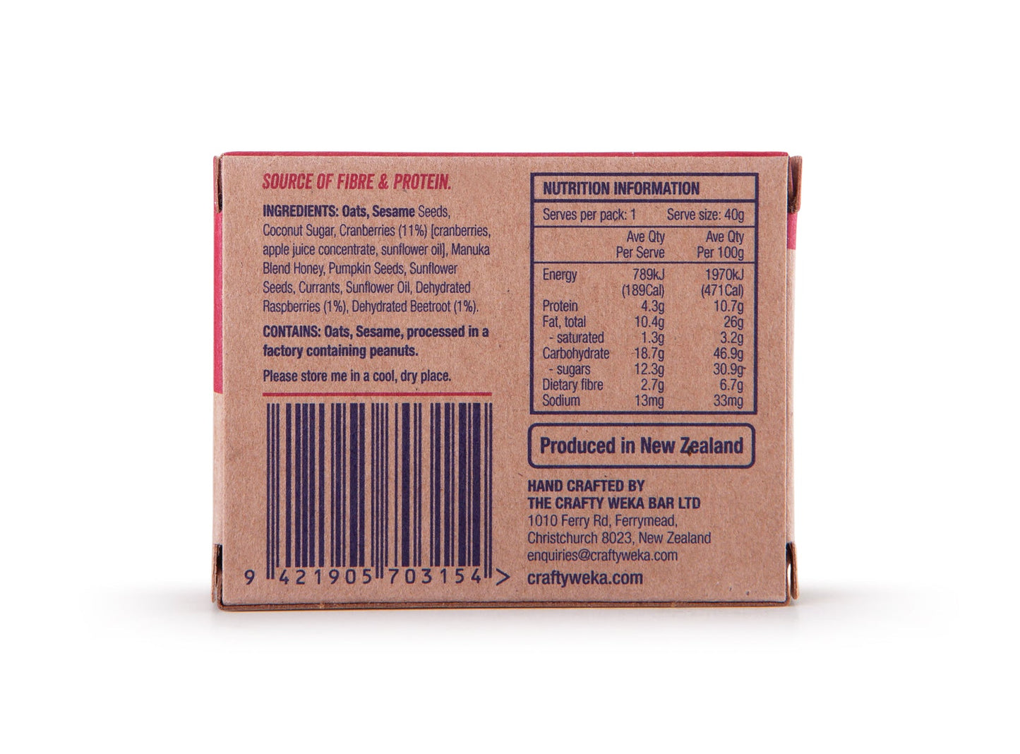 Crafty Weka Bites - Berry Berry - 12x 40g Bite Box