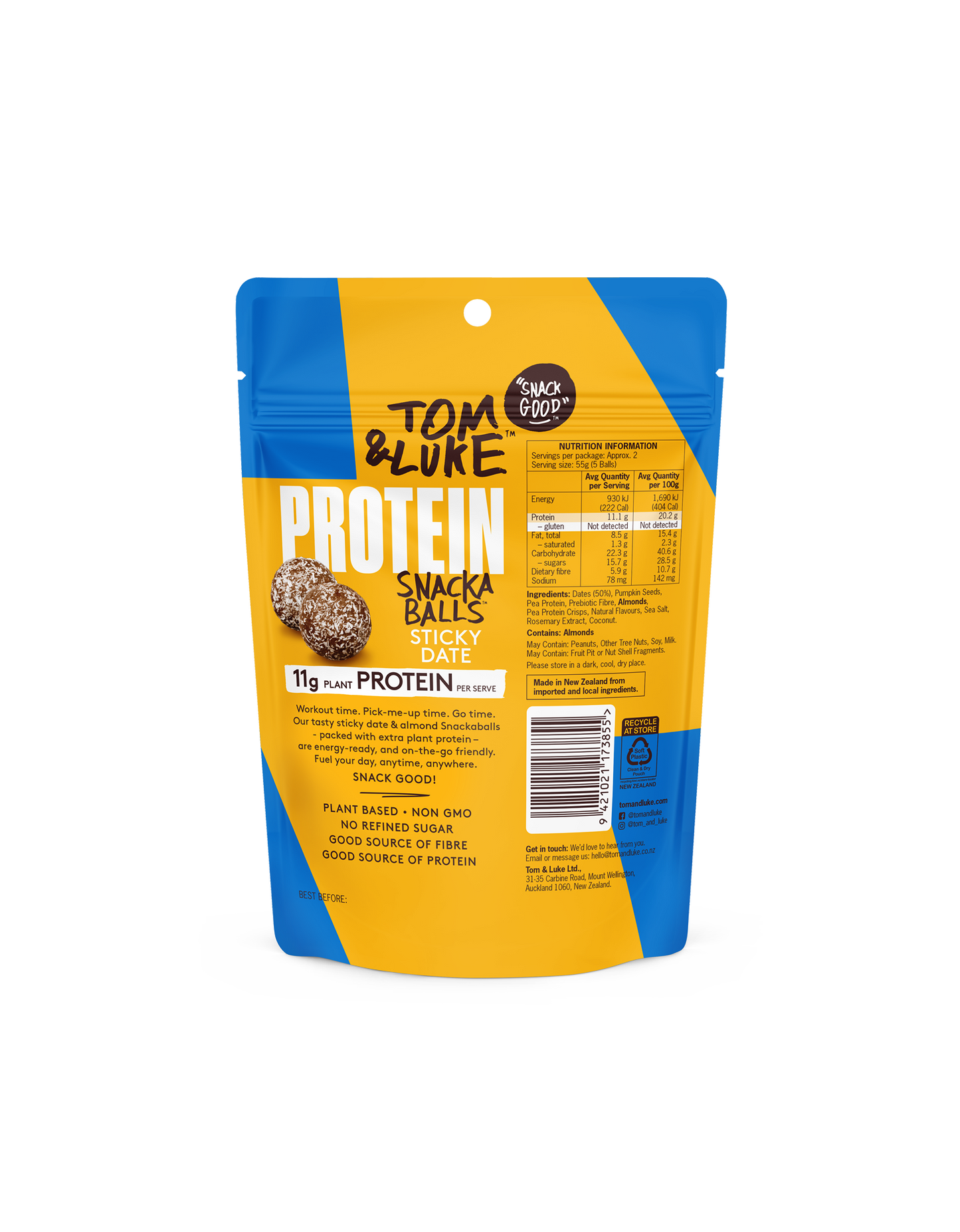 Tom&Luke Sticky Date Protein Snackaballs - 9 pouches per box