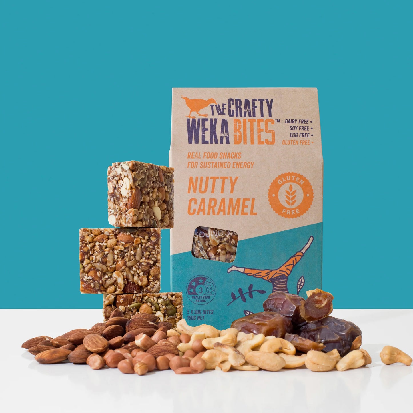 Crafty Weka Bites - Nutty Caramel - Gluten Free - 5 x150g Pouch