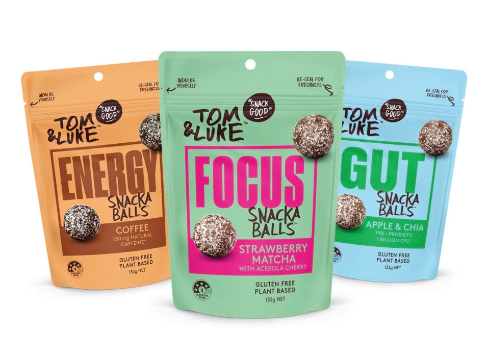 Tom&Luke Snackaballs nutrient dense focus, gut and energy bags