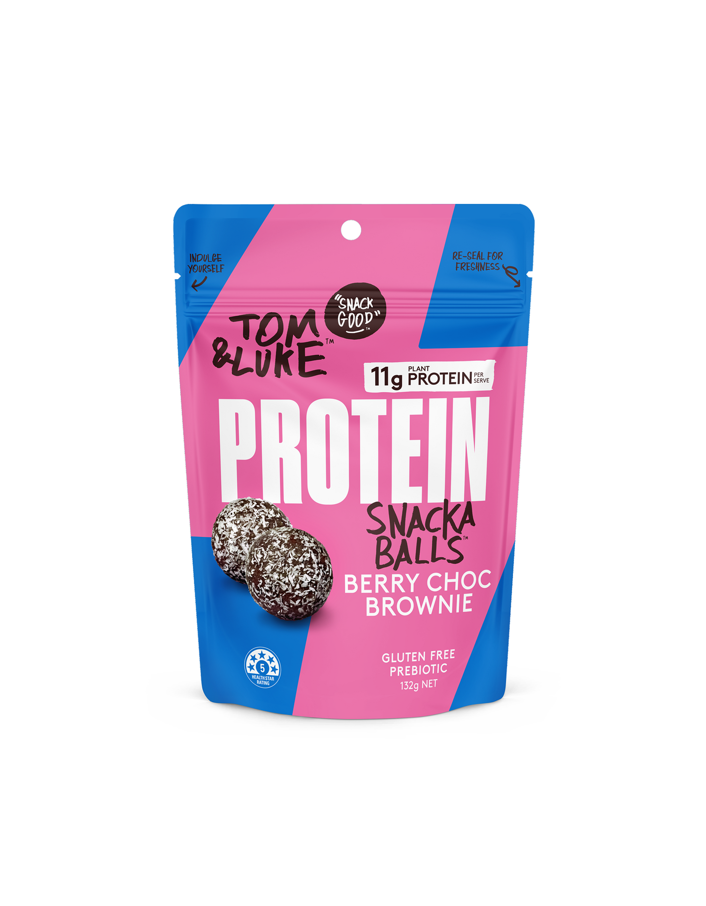 Berry Choc Brownie Tom&Luke Protein Snackaballs - 9 x pouches per box