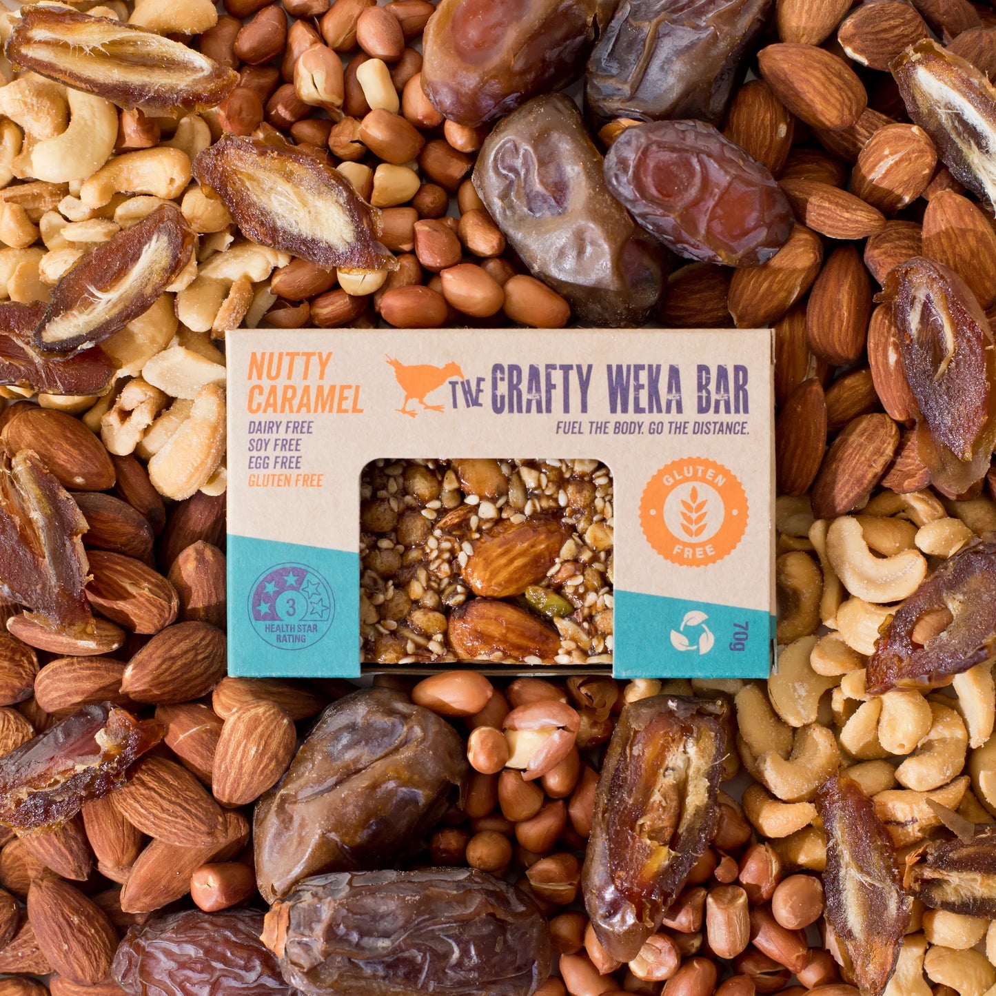 Crafty Weka Bars - Nutty Caramel - Gluten Free - 12 Bar Box
