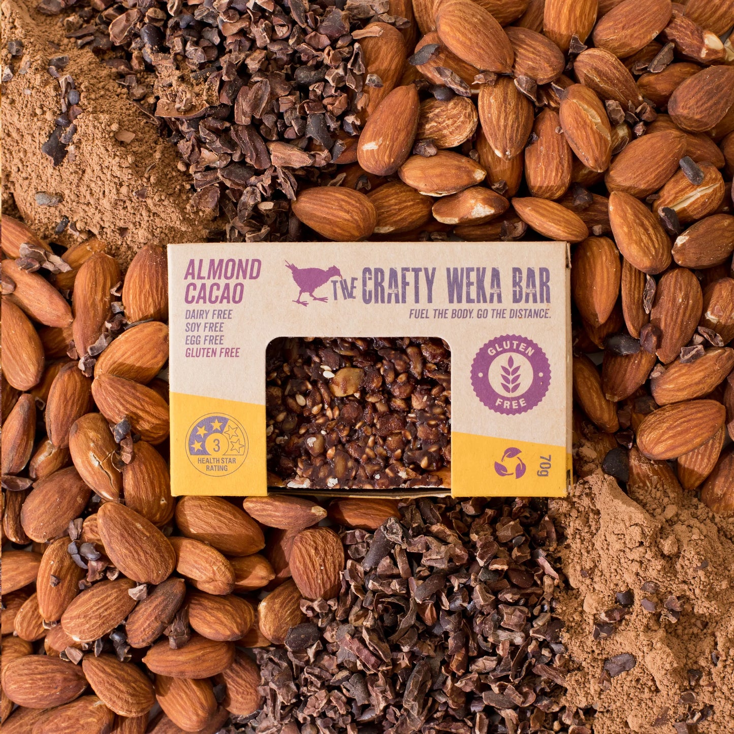 Crafty Weka Bars - Gluten Free - Almond Cacao - 12 Bar Box