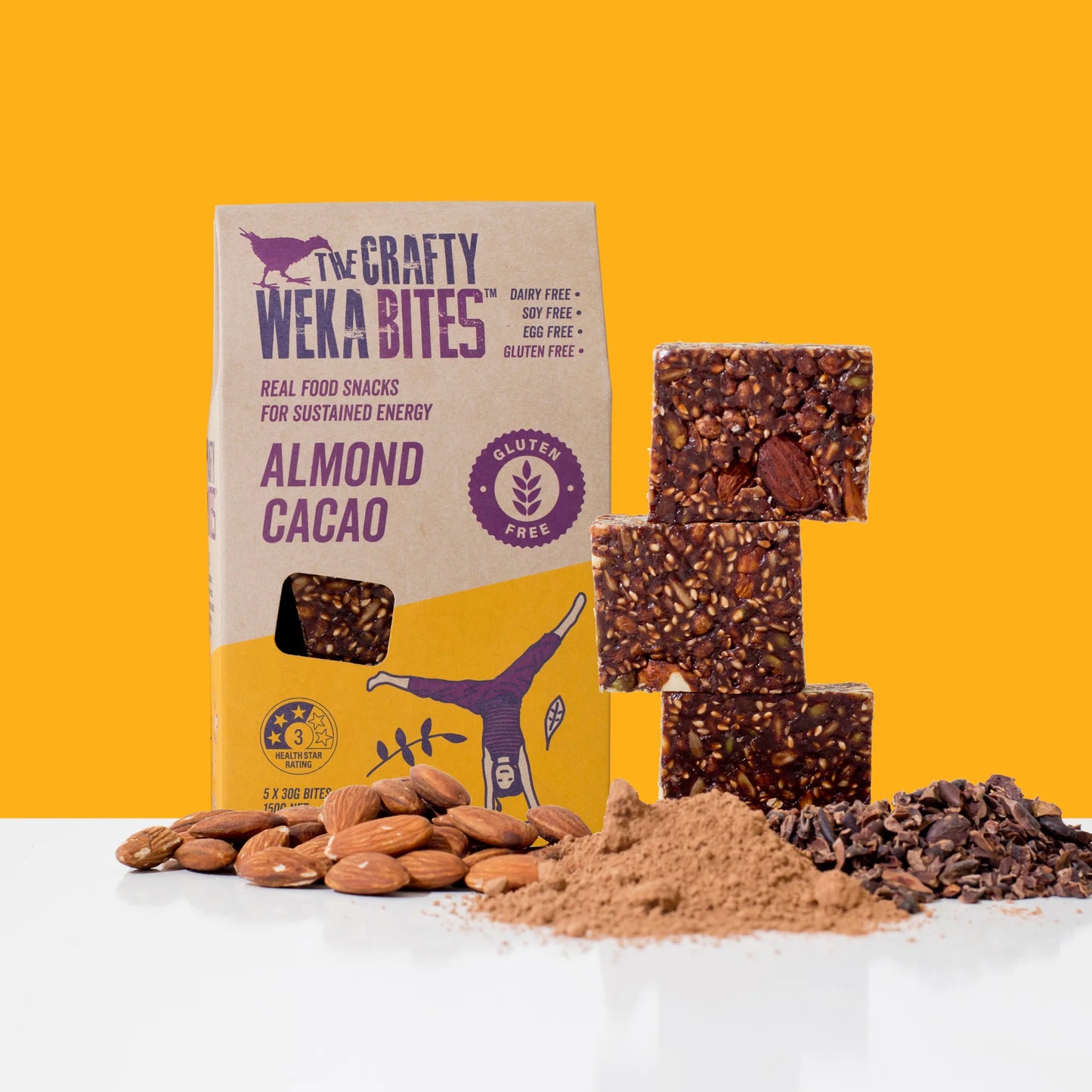 Crafty Weka Bites - Almond & Cacao - Gluten Free - 5 x 150g Pouch