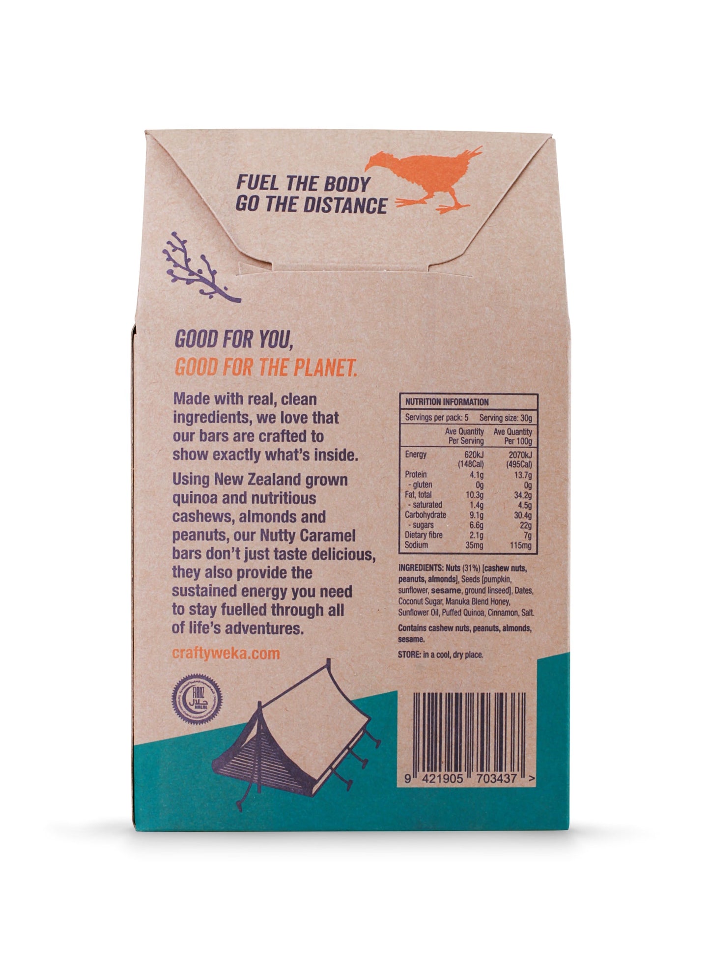 Crafty Weka Bites - Nutty Caramel - Gluten Free - 5 x150g Pouch