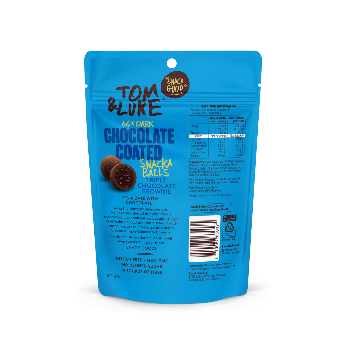 Tom & Luke Snackaballs - Triple Chocolate Brownie - 9 Pouch Box