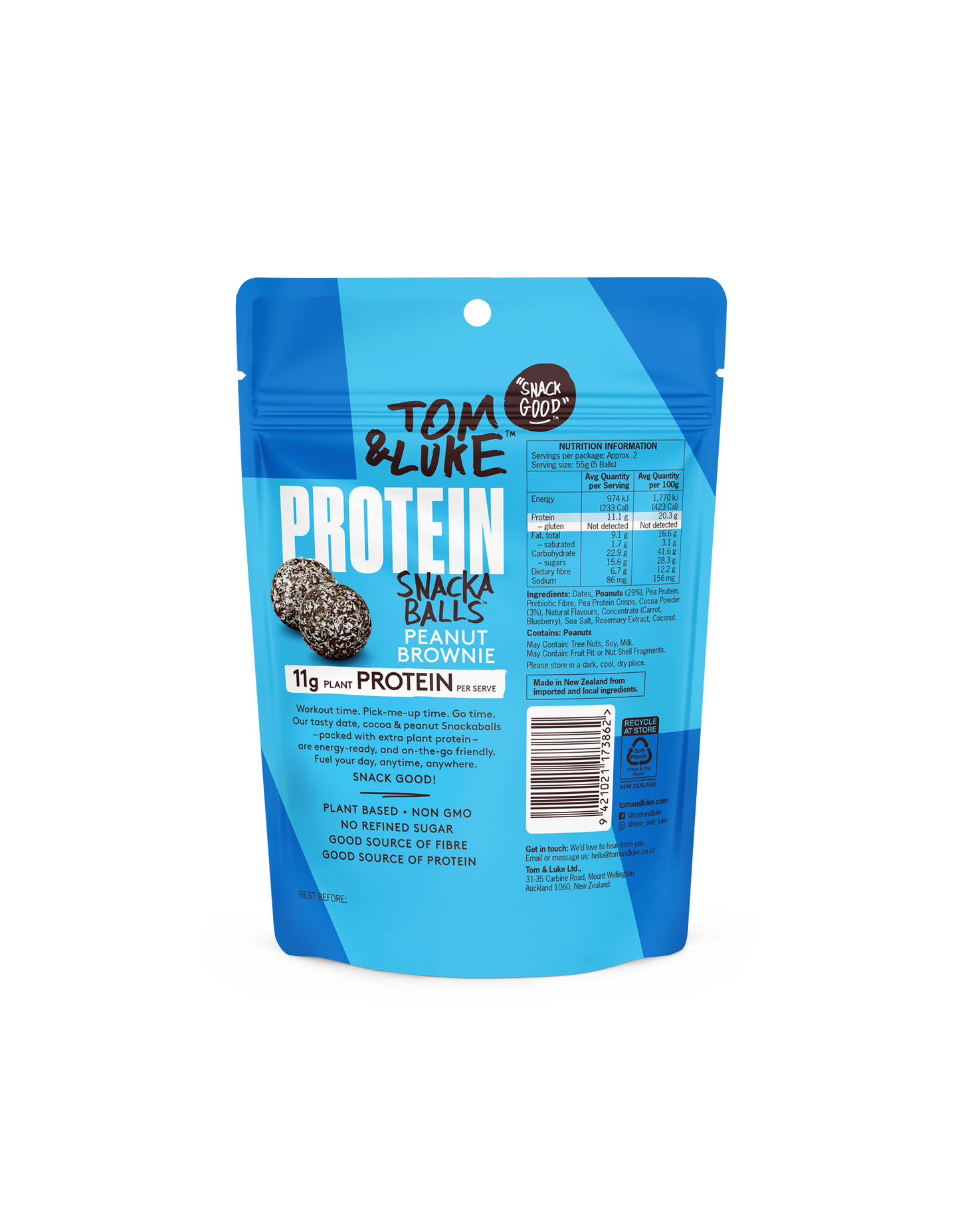 Peanut Brownie Tom&Luke Protein Snackaballs - 9 x pouches per box